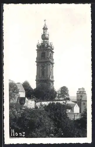 AK Mons, Ortspartie mit Turm