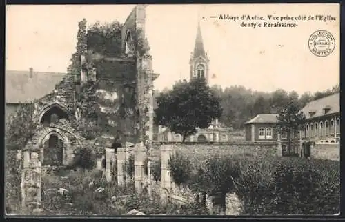 AK Aulne, L`Abbaye, Vue prise côté de l`Eglise de style Renaissance