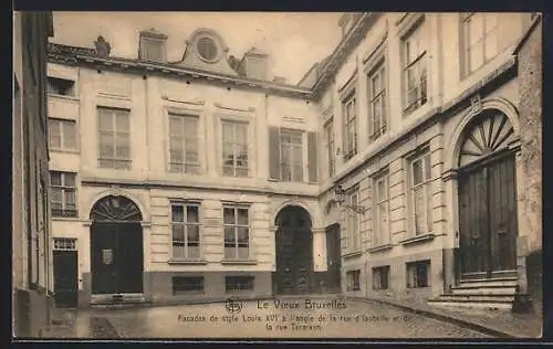 AK Vieux-Bruxelles, Facades de style Louis XVI à l`angle de la rue d`Isabelle et de la rue Terarken