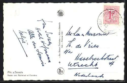 AK Alle-s-Semois, Routes vers Rochehaut et Chairière