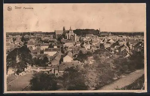 AK Diest, Panorama mit Kirche