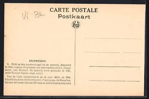 AK Grimbergen, Vue de l`aile occidentale et de la cure