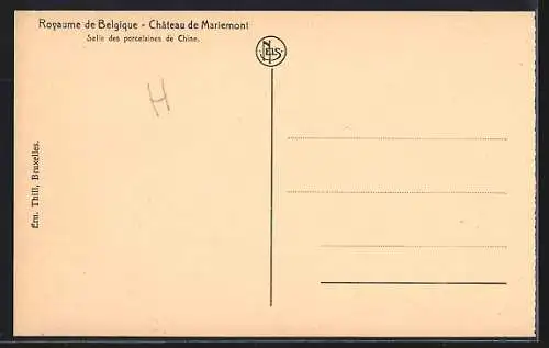 AK Mariemont, Château de Mariemont, Salle des porcelaines de Chine
