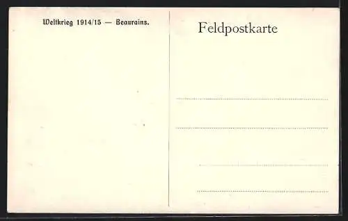 AK Beaurains, Weltkrieg 1914-15, Zerstörte Ortspartie