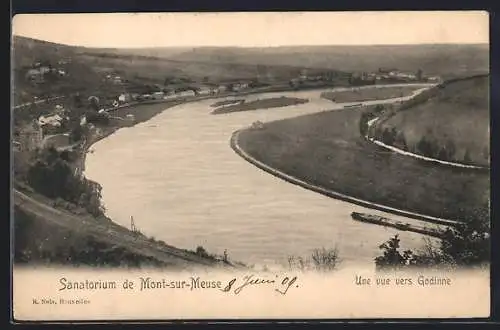 AK Mont-sur-Meuse, Une vue vers Godinne