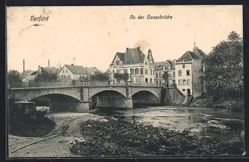 AK Herford, Hansabrücke mit Fluss