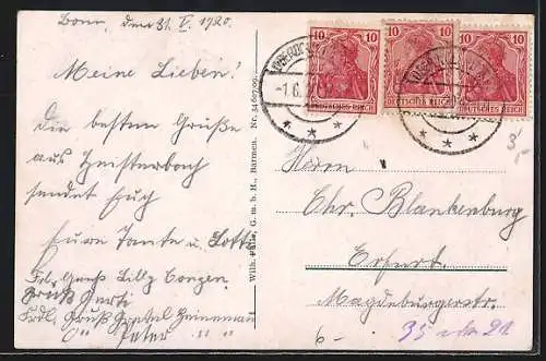 AK Heisterbach, Mönch im Wald mit Reh und Kloster, Gedicht