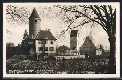 AK Dinkelsbühl, Nördlinger Tor und Stadtmühle