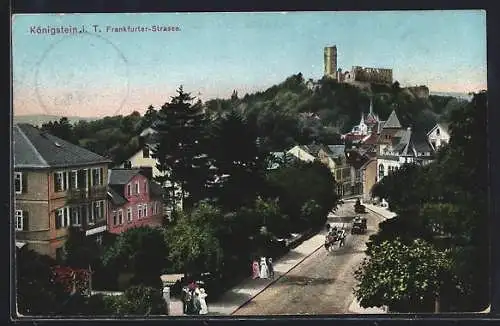 AK Königstein i. T., Frankfurter Strasse, Pfeil zum Hotel Bender