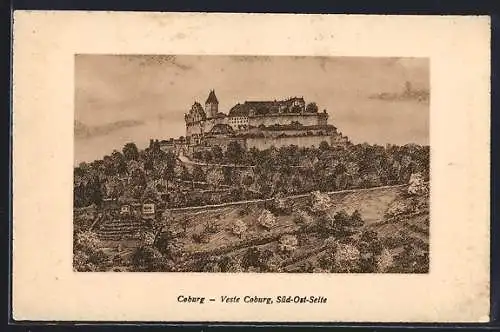 AK Coburg, Veste Coburg, Blick auf die Süd-Ost-Seite