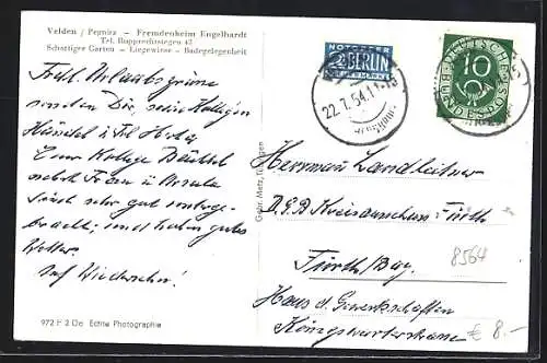 AK Velden /Pegnitz, Fremdenheim Engelhardt