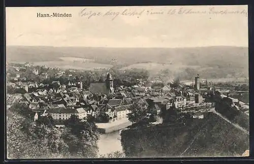 AK Hann.-Münden, Totale vom Berg gesehen