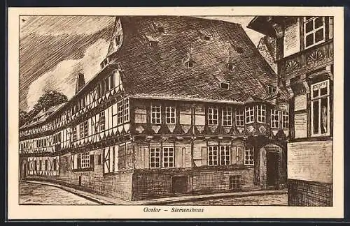 Künstler-AK Goslar, Blick auf das Siemenshaus