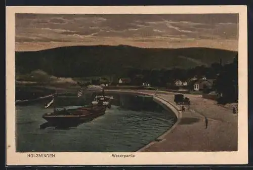 AK Holzminden, Weserpartie mit Booten