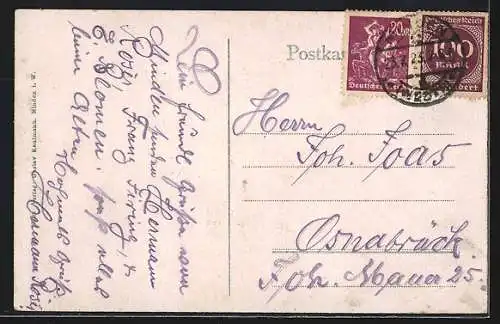 AK Minden i. Westf., Denkmal des Grossen Kurfürsten und der Blick zum Regierungsgebäude
