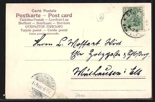 Lithographie Stuttgart, Marienkirche, Ortsansicht aus der Vogelschau