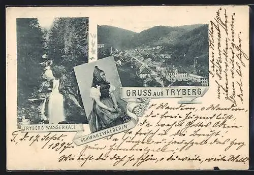 AK Triberg, Ortsansicht, Wasserfall