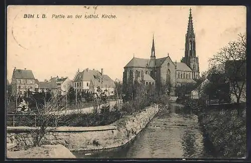 AK Bühl / Baden, Partie an der katholischen Kirche