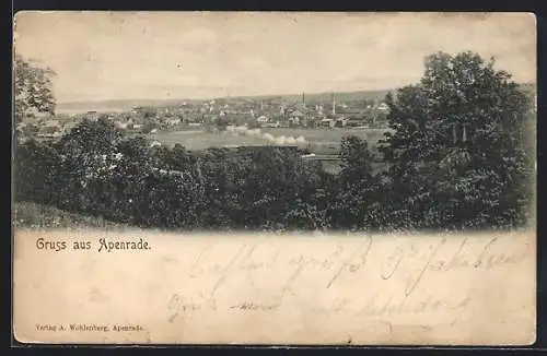 AK Apenrade, Panorama mit Bäumen