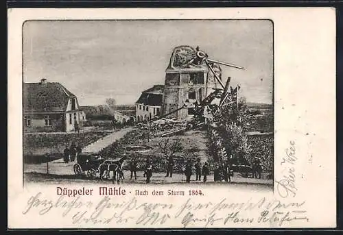 AK Düppel, Düppeler Mühle nach dem Sturm 1864