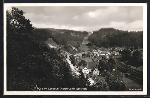 AK Oed im Lehental, Blick auf den Ort mit Bahngleisen