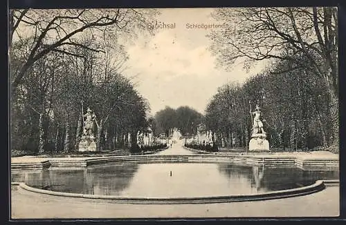 AK Bruchsal, Schlossgarten mit Teich
