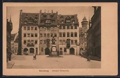 AK Nürnberg, Albrecht Dürerplatz mit Passanten