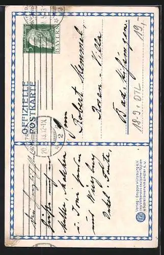 AK Würzburg, 1. offizieller Besuch v. Prinzregent Ludwig und Gemalin 1913, Porträts und Residenz, Ganzsache Bayern