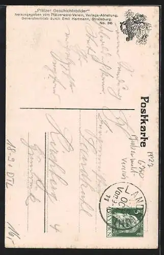 AK Landau /Pfalz, König Ludwig von Bayern bei der Wachtparade am 10. 7.1829, Ganzsache Bayern