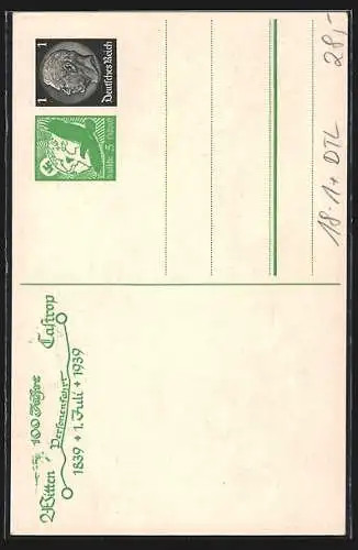 Künstler-AK Witten, 100 Jahre Witten-Castrop 1839-1939, Pferdekutsche, Ganzsache
