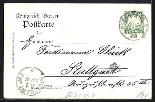 Künstler-AK Nürnberg, X. deutsches Turnerfest 1903, Germania und Nymphen, Ganzsache Bayern