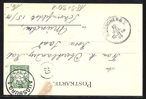 AK Augsburg, 200. Jubiläum des Kgl. Bayr. 3. Infanterie-Regiments Prinz Karl, Ganzsache Bayern