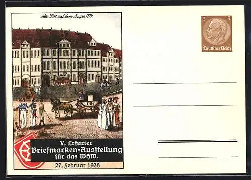 AK Erfurt, Briefmarken-Ausstellung für das WHW 1938, Alte Post auf dem Anger, Ganzsache