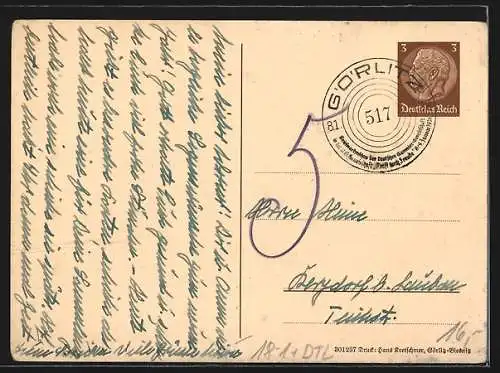 Künstler-AK A. Haupt: Görlitz, Das alte preuss. Postgebäude, Ganzsache