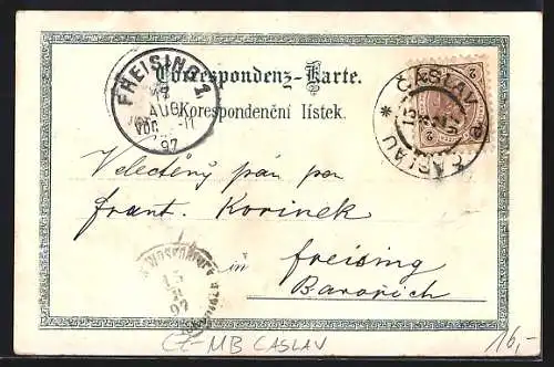 Lithographie Tschaslau / Caslav, Zizkuv pomnik, Museum, Basta Otakarova