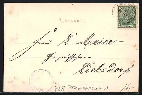 AK Pfefferhausen, Gasthaus Heinis, Dreiländerstein an der Grenze Deutschland-Schweiz-Frankreich