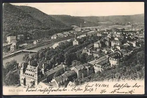 AK Bad Ems, Ortsansicht aus der Vogelschau