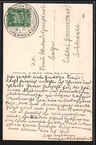 Künstler-AK Meersburg a. Bodensee, Mühle mit Schlosseingang