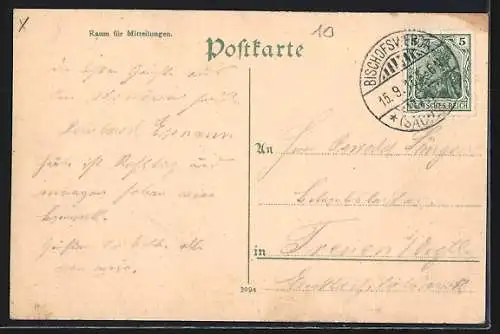 AK Bischofswerda, Kaiserl. Postamt, Partie im Friedrich August Park