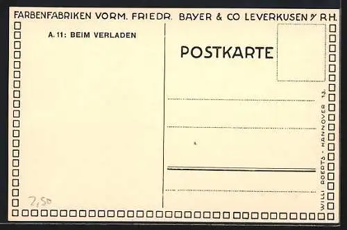 AK Leverkusen, Farbenfabriken Vorm. Friedr. Bayer & Co, Hafenkran beim Verladen