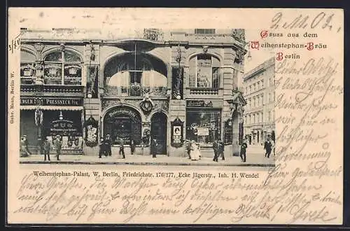 AK Berlin, Restaurant Weihenstephan-Palast, Friedrichstrasse 176-177, Inh. H. Wendel