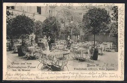 AK Berlin, Restaurant Weihenstephan-Palast, Inh. H. Wendel, Friedrichstrasse 176-177