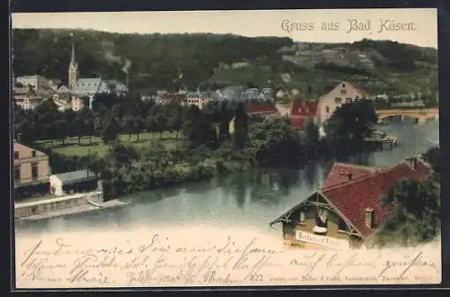 AK Bad Kösen, Stadtbild und Saale, Restaurant