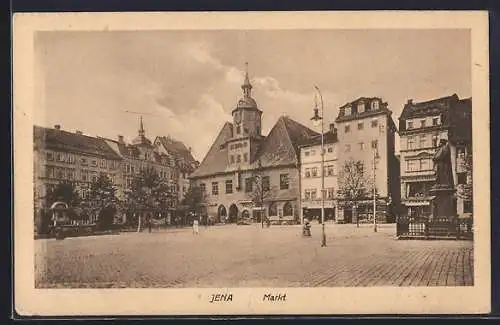 AK Jena, Markt mit Denkmal