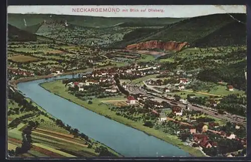 AK Neckargemünd, Ortsansicht mit Dilsberg
