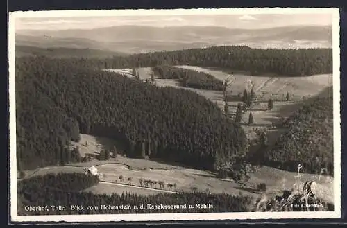AK Oberhof /Thür., Blick vom Hohenstein auf Kanzlersgrund und Mehlis