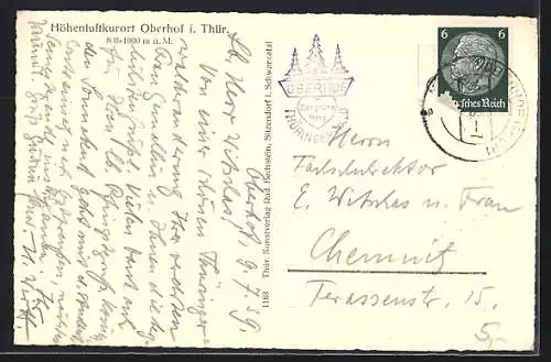AK Oberhof /Thür., Blick vom Hohenstein auf Kanzlersgrund und Mehlis