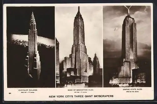 AK New York, NY, Chrysler Building, Bank of Manhattan Bldg. and Empire State Bldg.