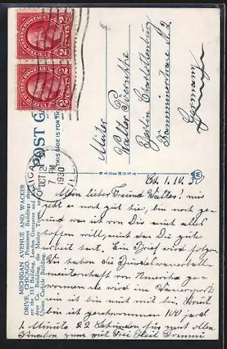 AK Chicago, Michigan Ave. Showing Wacker Drive by Night