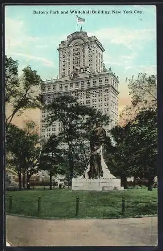 AK New York, NY, Battery Park and Whitehall Building